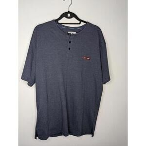 Esprit Shirt Mens XL Blue Henley Short Sleeve Textured Knit Logo Tee Casual